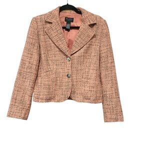 Axcess Liz Claiborne Women Coral Multi Tweed Blazer Jacket Size 8